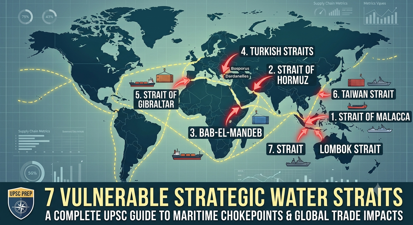 7 Vulnerable Strategic Water Straits That Can Paralyze Global Trade: A Complete UPSC Guide